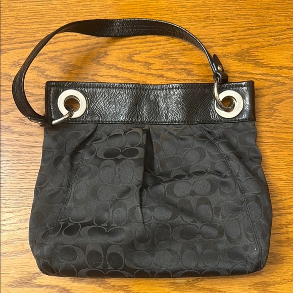 Coach Black Shoulder Bag with Signature Monogram - Picture 1 of 4